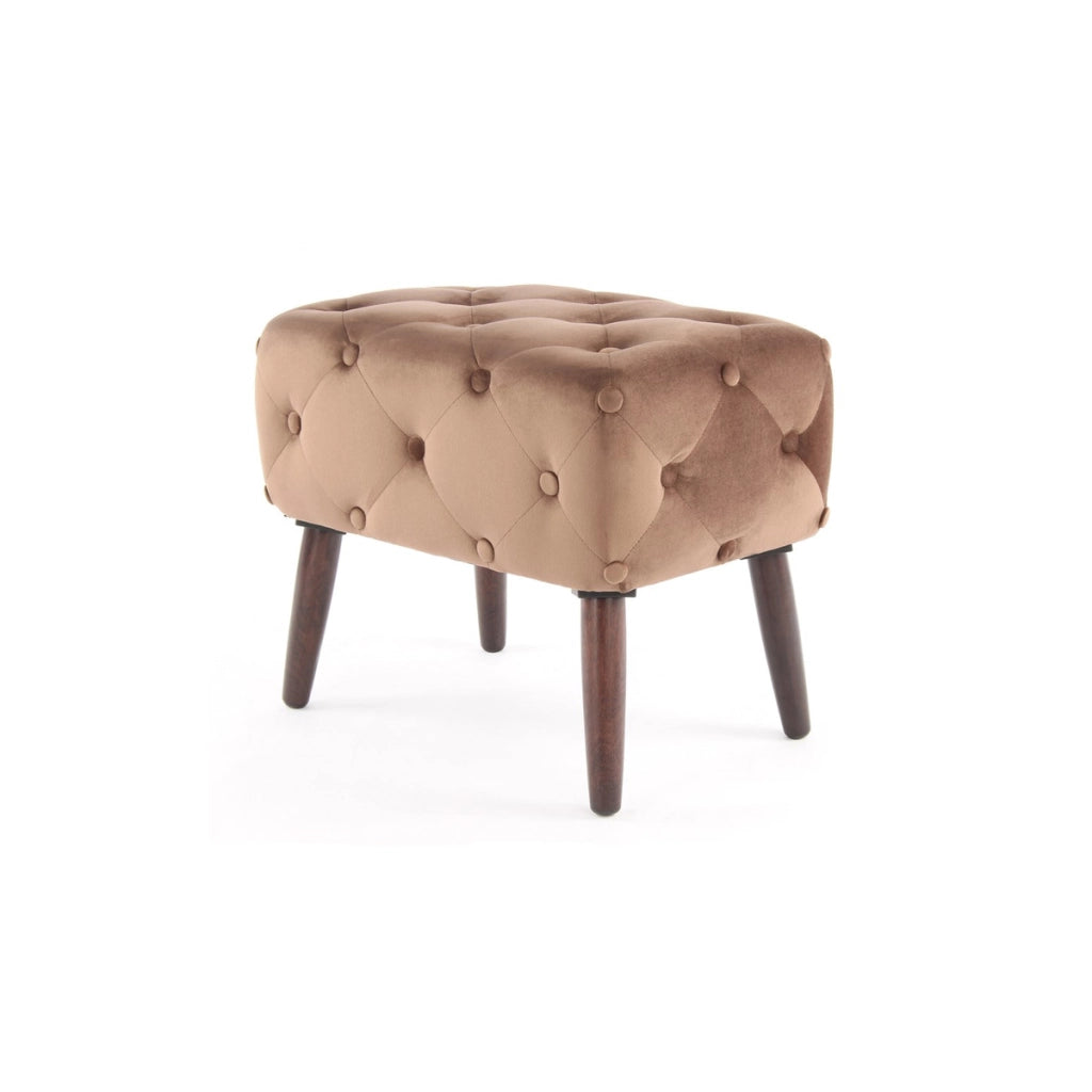 Pouf imbottito Piano in velluto rosa antico stile Chesterfield