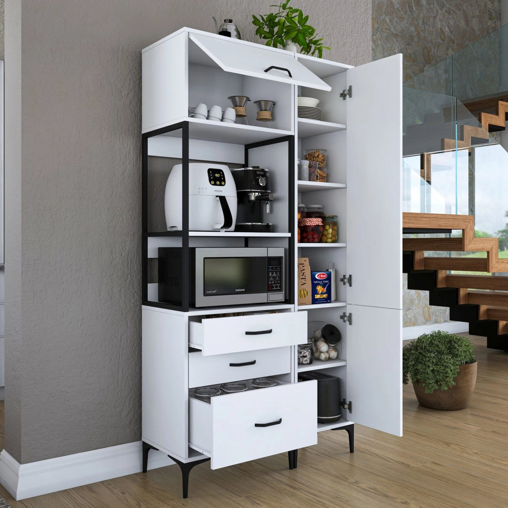 Madia Lotzorai, Credenza 8 Ripiani, 100x40x199h cm Bianco