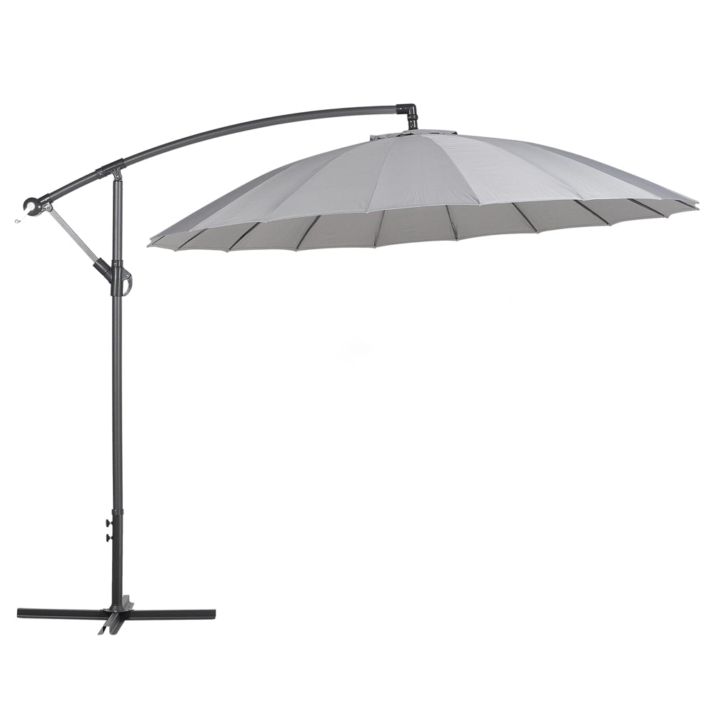 Ombrellone da giardino in tessuto grigio acciaio 235 cm a manovella resistente agli agenti atmosferici