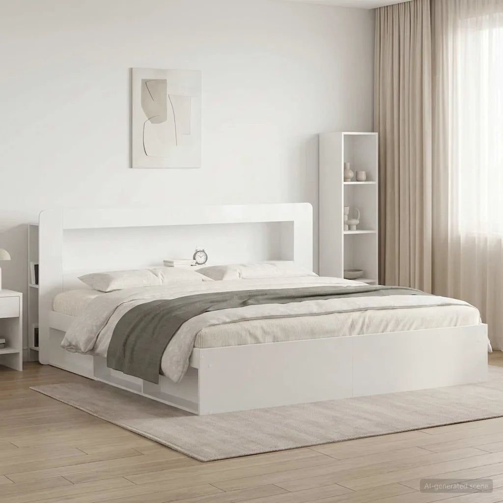 Testata del letto Bianco Lucido Legno ingegnerizzato