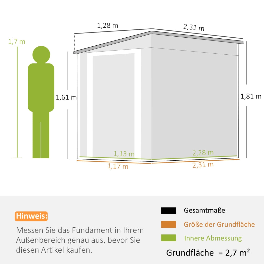 Ripostiglio da giardino ¨C zephmum ¨C Acciaio antracite 88x132x19