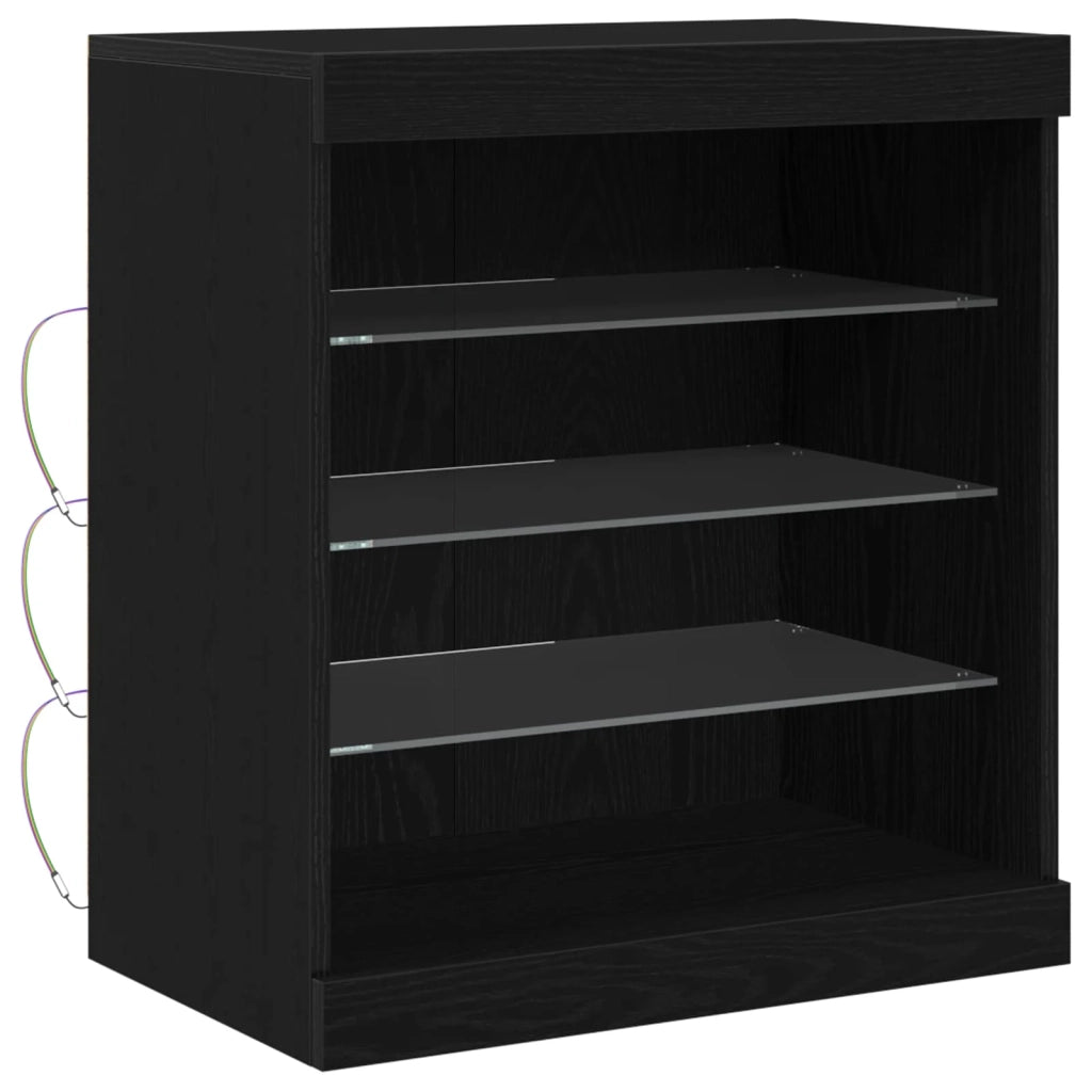 Credenza | Madia LED Rovere Nero 60,5 x 37 x 67 cm Legno multistrato