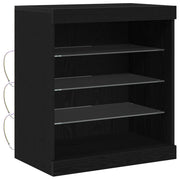 Credenza | Madia LED Rovere Nero 60,5 x 37 x 67 cm Legno multistrato