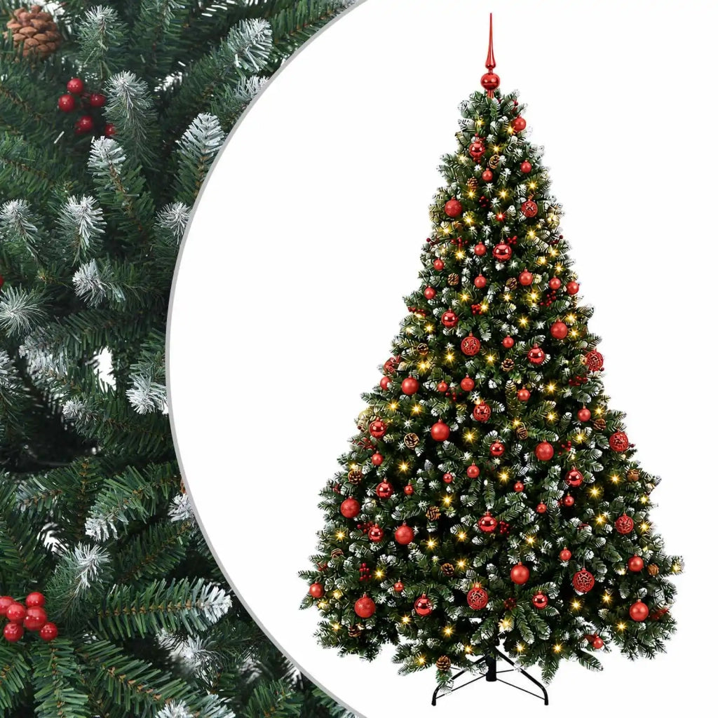 Albero di Natale artificiale verde con palline 210 cm 300 LED 3466886