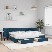 Divano Letto Estraibile con Cassetti Blu 80x200 cm in Velluto 3196731