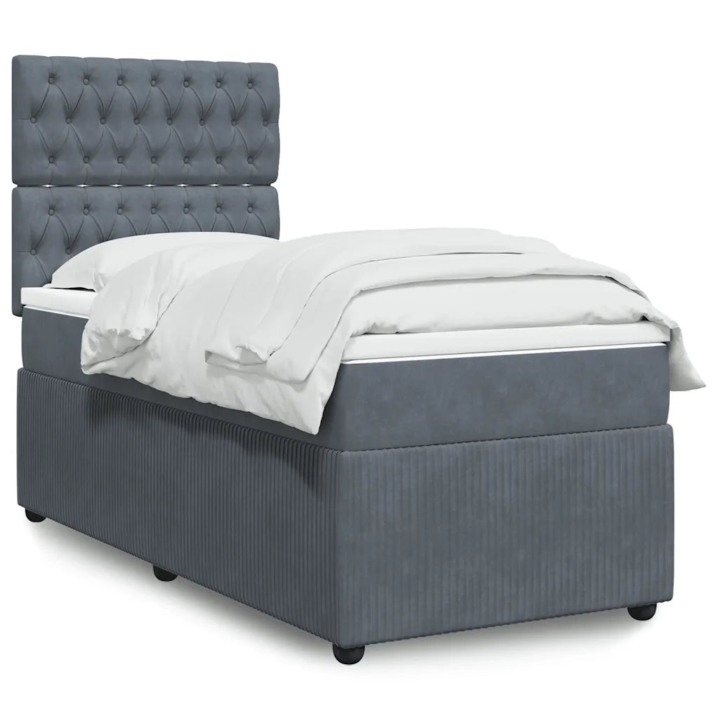 Giroletto a Molle con Materasso Grigio Scuro 100x200 cm Velluto