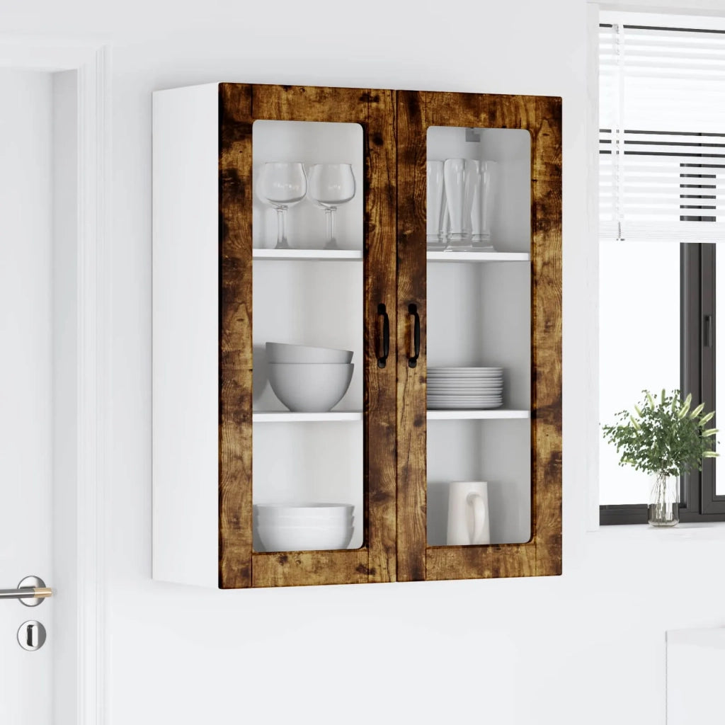 Pensile da cucina | Mobile in vetro da parete LUCCA Rovere Fumo 80 x 31 x 100 cm