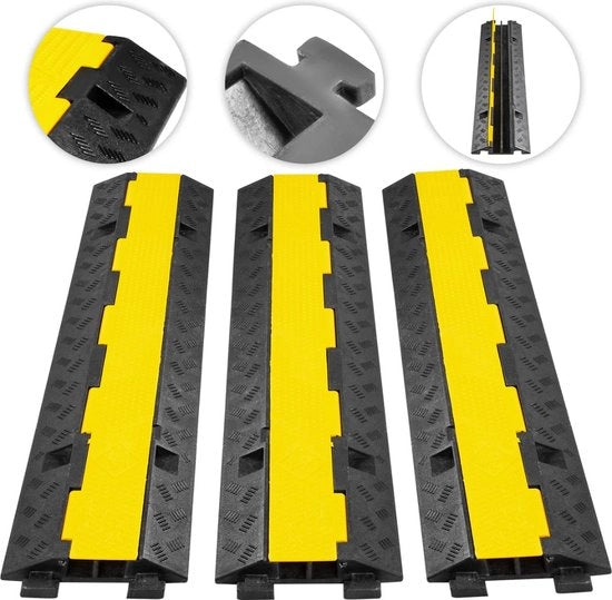 Ponte cavi - Scudo cavi Pavimento - Scudo cavi - Scudo gradino cavi - Protezione cavi - Copertura cavi - Ponte cavi Esterno - Scudo cavi Pavimento - Ponte cavi Gomma - 3 pezzi - 98x24x5,08 cm