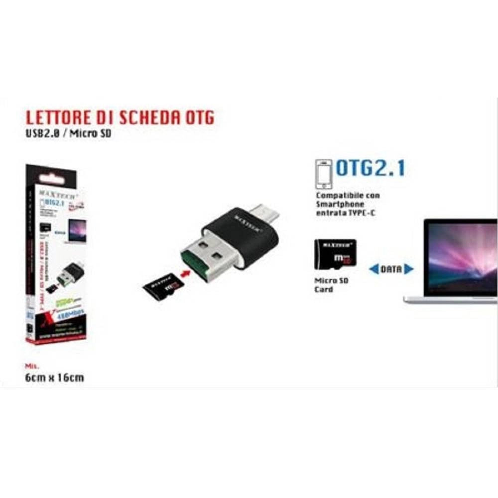 Trade Shop - Lettore Scheda Otg2.1 Usb2.0 Micro Sd Compatibile Entrata Type-c Maxtech Lto-sm04 -