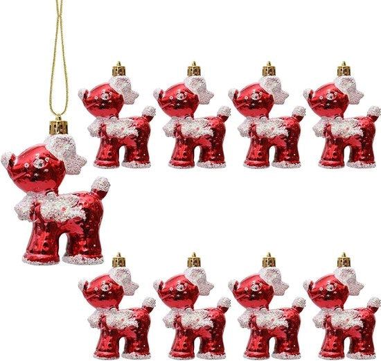 Set di decorazioni per albero di Natale di 8 pezzi, eland decorazioni per albero di Natale, bianco rosso decorazione per albero di Natale.