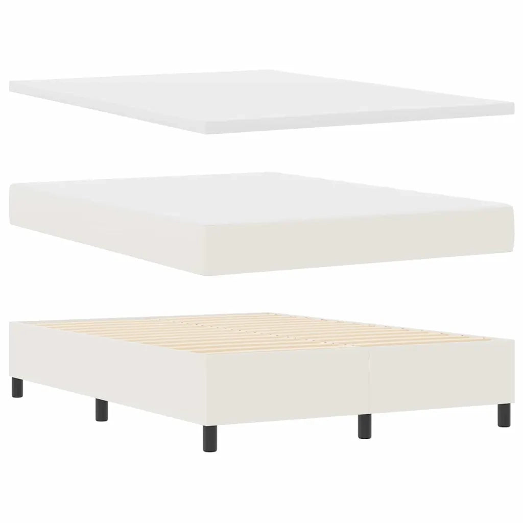 Letto a molle Crema e Bianco 160 x 200 cm Tessuto in Cords 3337565