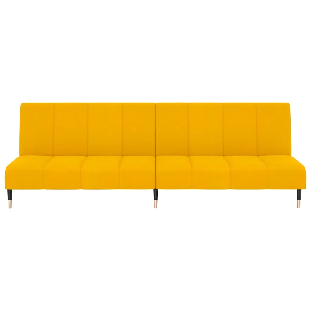 Divano Letto a 2 Posti Giallo in Velluto 375881