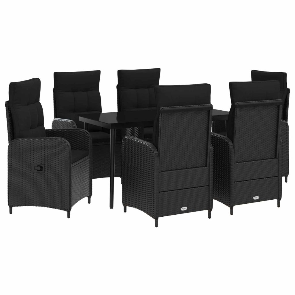 Set Tavolo da Salotto con cuscino con cuscino 7 pcs Nero