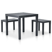 Tavolo da Giardino con 2 Panche in Plastica Antracite 48778