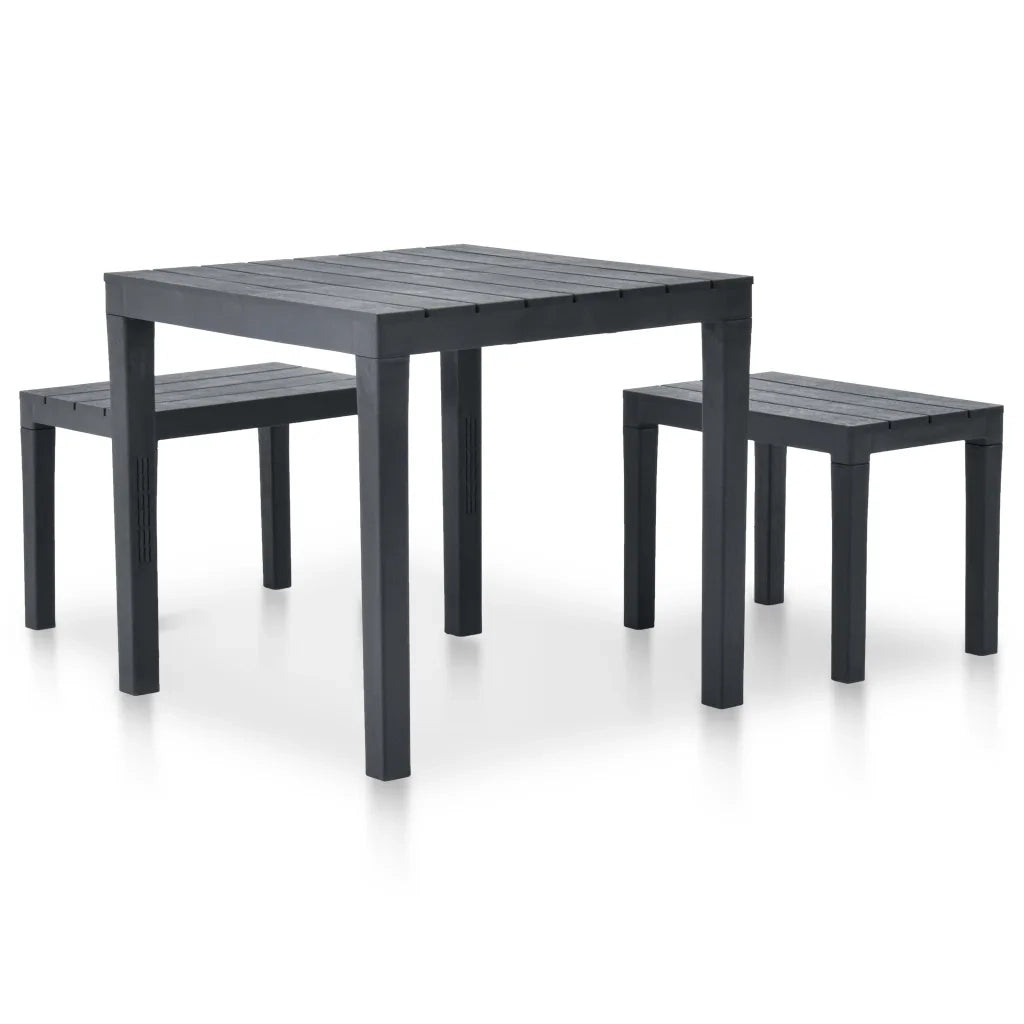 Tavolo da Giardino con 2 Panche in Plastica Antracite 48778