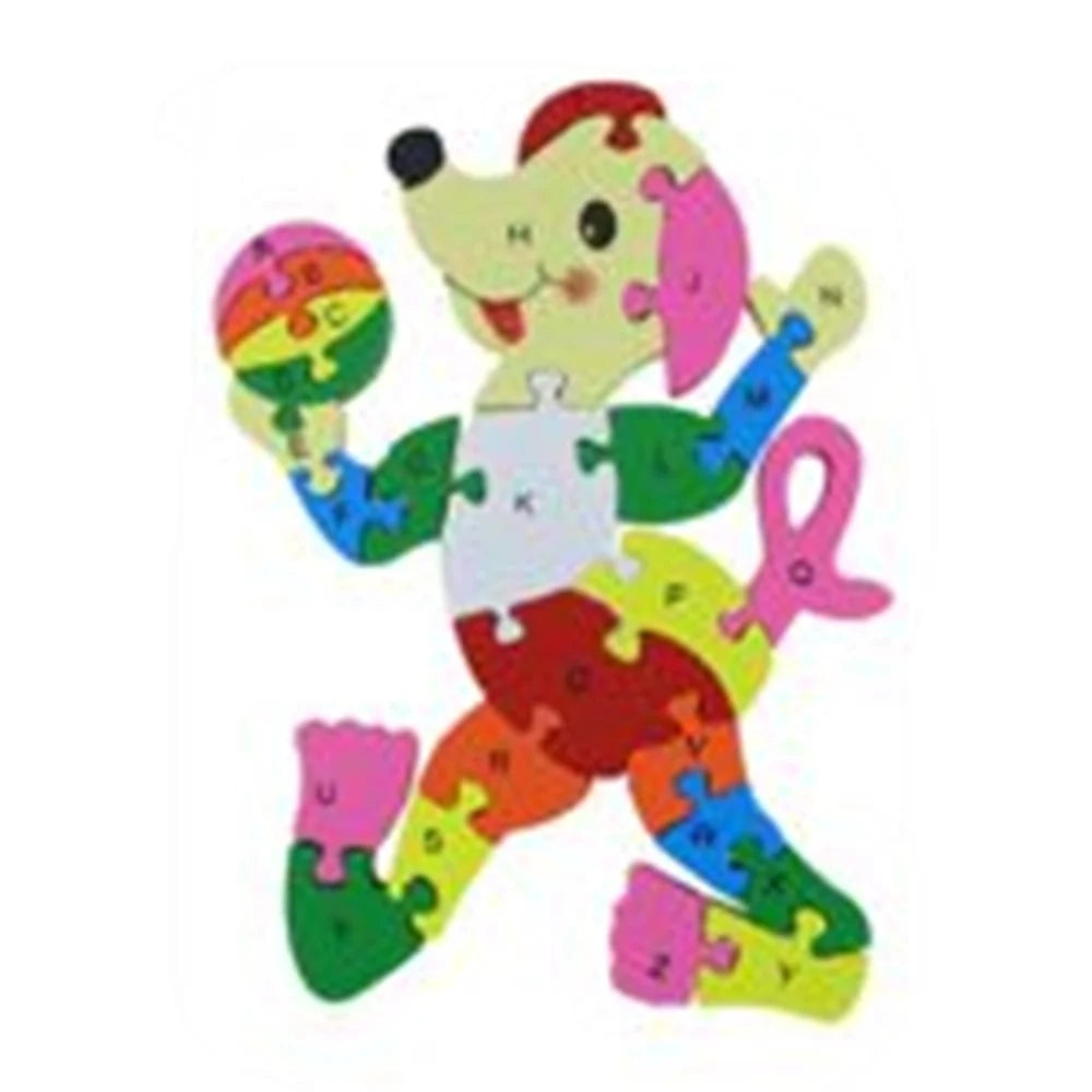 Trade Shop - Puzzle Legno Forma Cagnolino Clown Gioco Educativo Numeri Lettere Bambini Imparare 74377 -