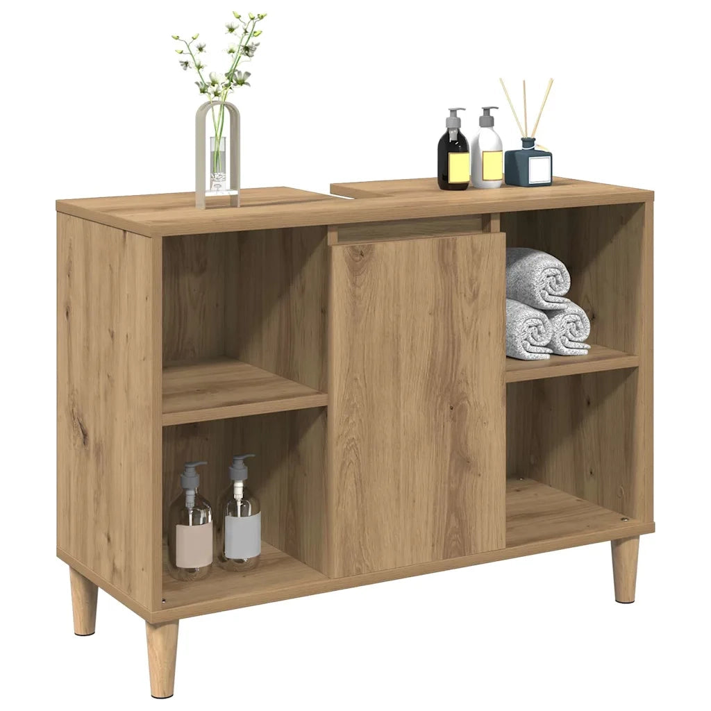 Mobile Lavabo Rovere Artigianale 80x33x60 cm Legno Multistrato 857136