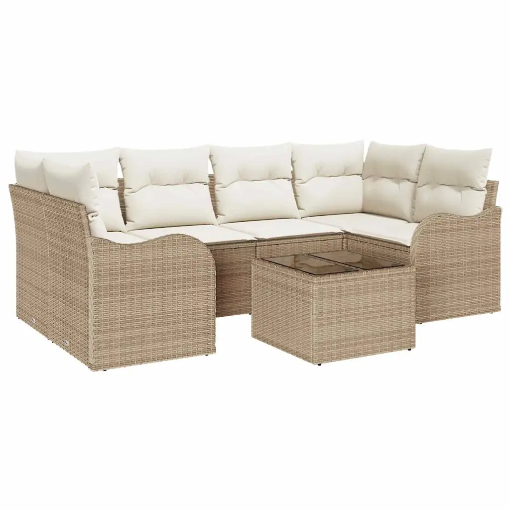 Set Divano da Giardino Beige 55 x 55 x 37 cm polyrattan