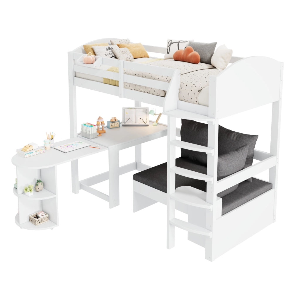 Letto a castello funzionale in legno massello 90x200 cm
