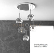 SOSP. OTTONE SAT. TONDA 5 LUCI VETRI TUTTI PICCOLO (2X TR+ 3X CR) 1155OS-S5 TP-TC