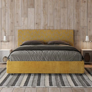 Letto matrimoniale senza rete imbottito 160x200 tessuto Era 6 giallo Arla