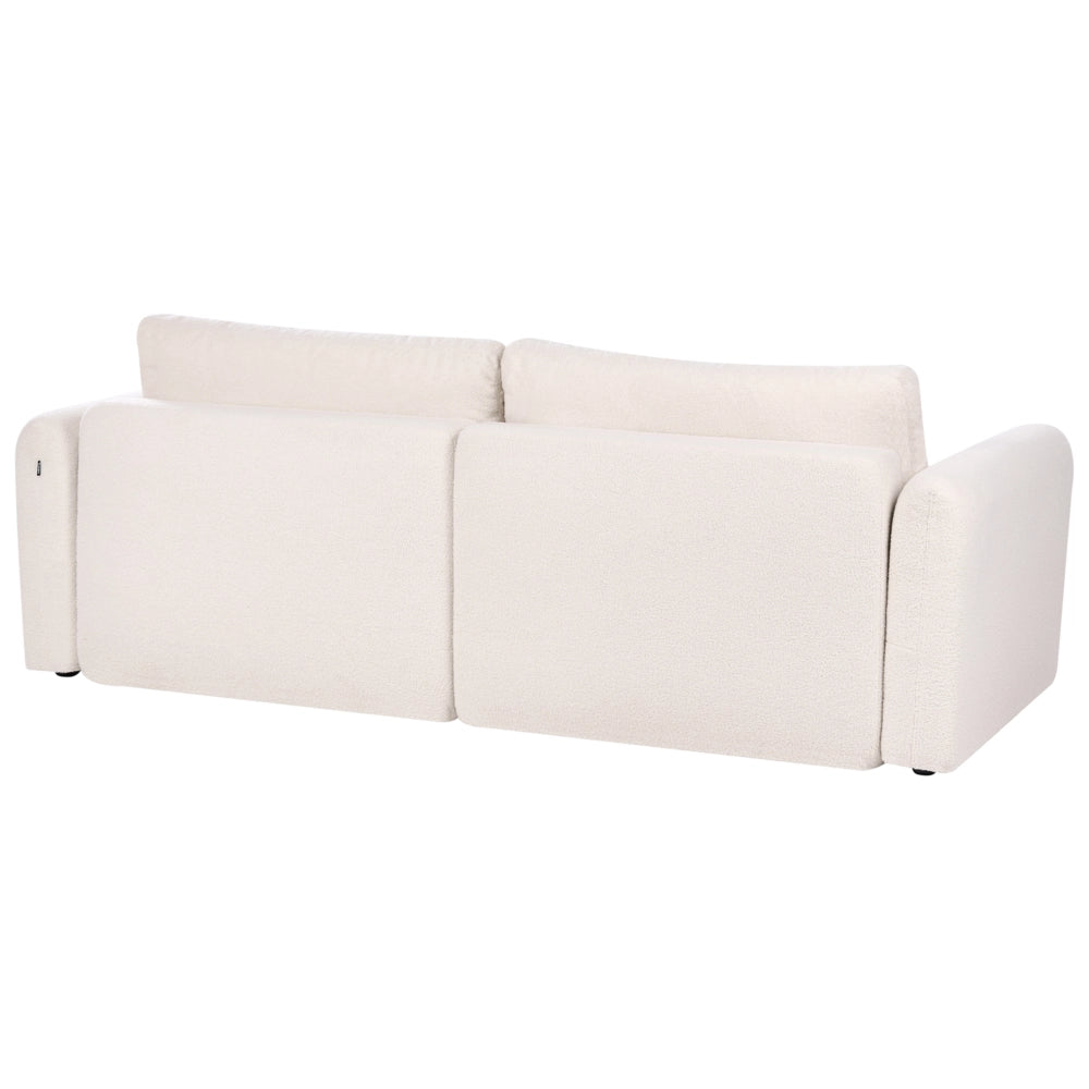 Divano letto a 3 posti beige bouclé imbottito con funzione letto cuscini aggiuntivi pieghevole