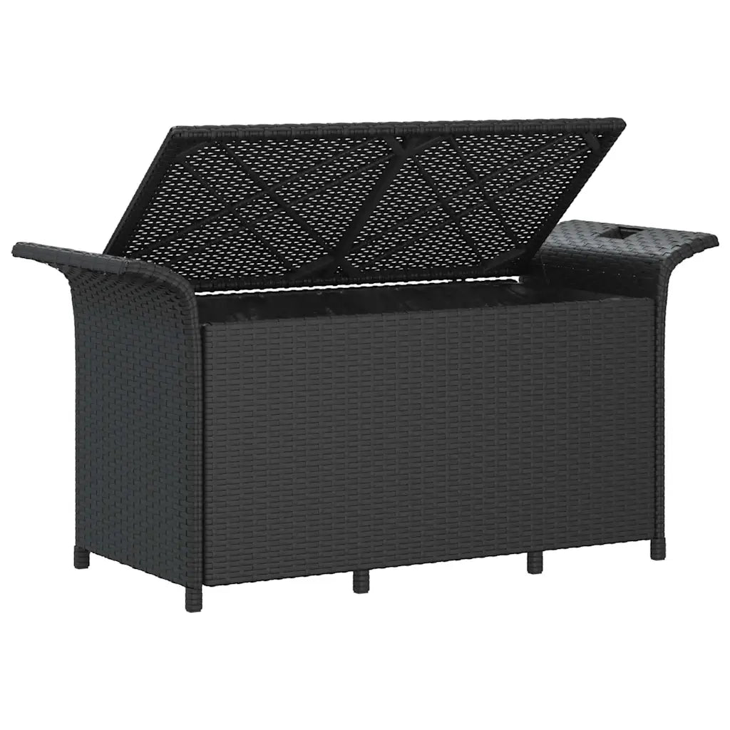 Panca da Giardino con Cuscino Nero 116x46x57 cm in Polyrattan