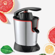 Spremiproduzione per frutta 300 W contenitore in plastica 650 ml 2 bocchette maniglia rotativa bidirezionale in acciaio inossidabile nero - CJ301BX - succo di arancia fresco - elettrodomestico per succo di arancia automatico