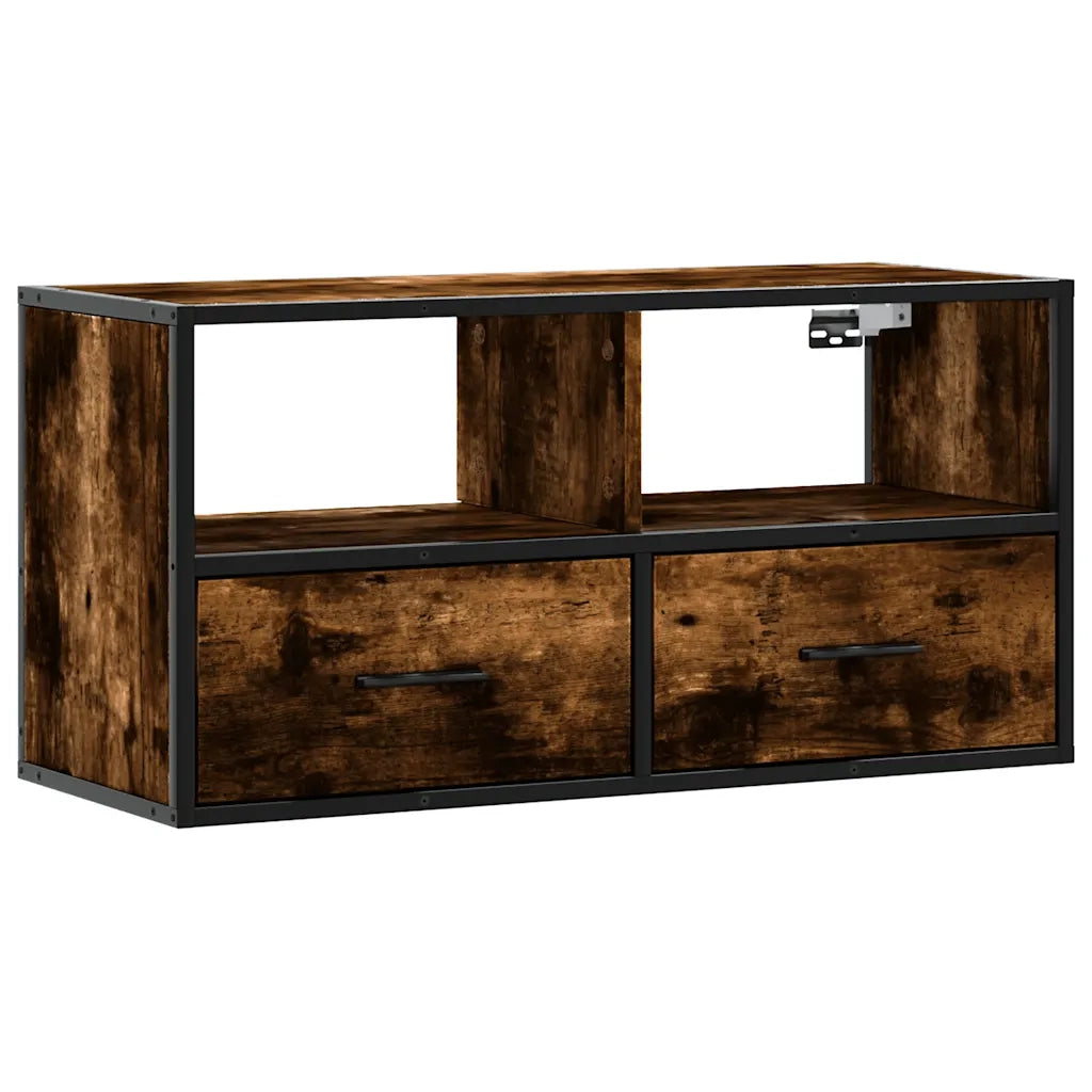 vidaXL Mobile TV Rovere Fumo 80x31x39,5 cm Legno Multistrato e Metallo