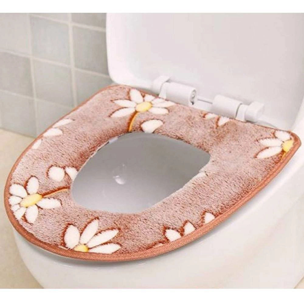Trade Shop - Cuscino Tappetino Copri Water Cerchio Copertura Morbida Wc Margherite 59836 -        3,5