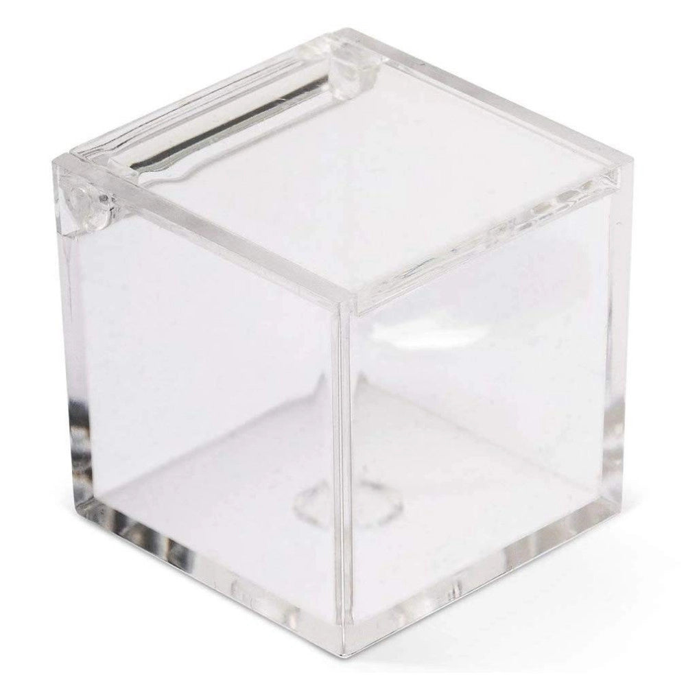 Trade Shop - 12 Scatoline Scatole Cubo Plexiglass 6x6cm Trasparente Porta Confetti Bomboniera -