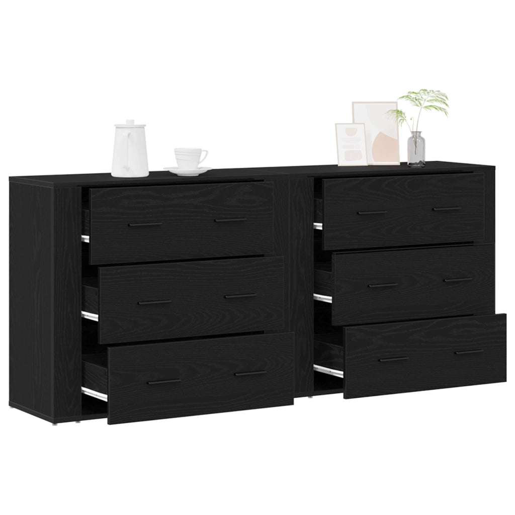 Mobiletti 2 pz in rovere nero legno ingegnerizzato