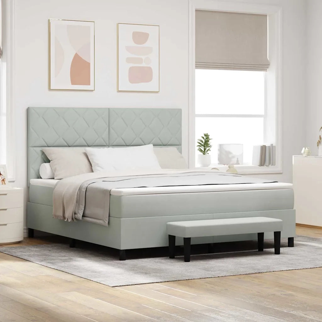 Letto a molle con materasso Grigio chiaro 180 x 200 cm Velluto