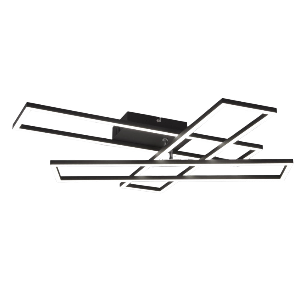 Plafoniera LED rettangolare 66cm 36W nera con telecomando