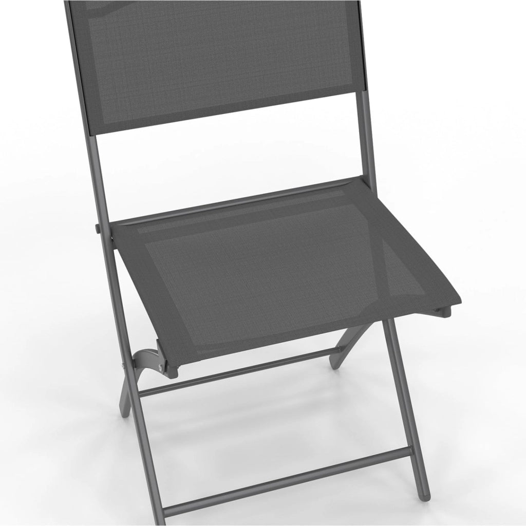 Set di 4 sedie da giardino pieghevoli BASTIA in metallo e textilene, grigio antracite