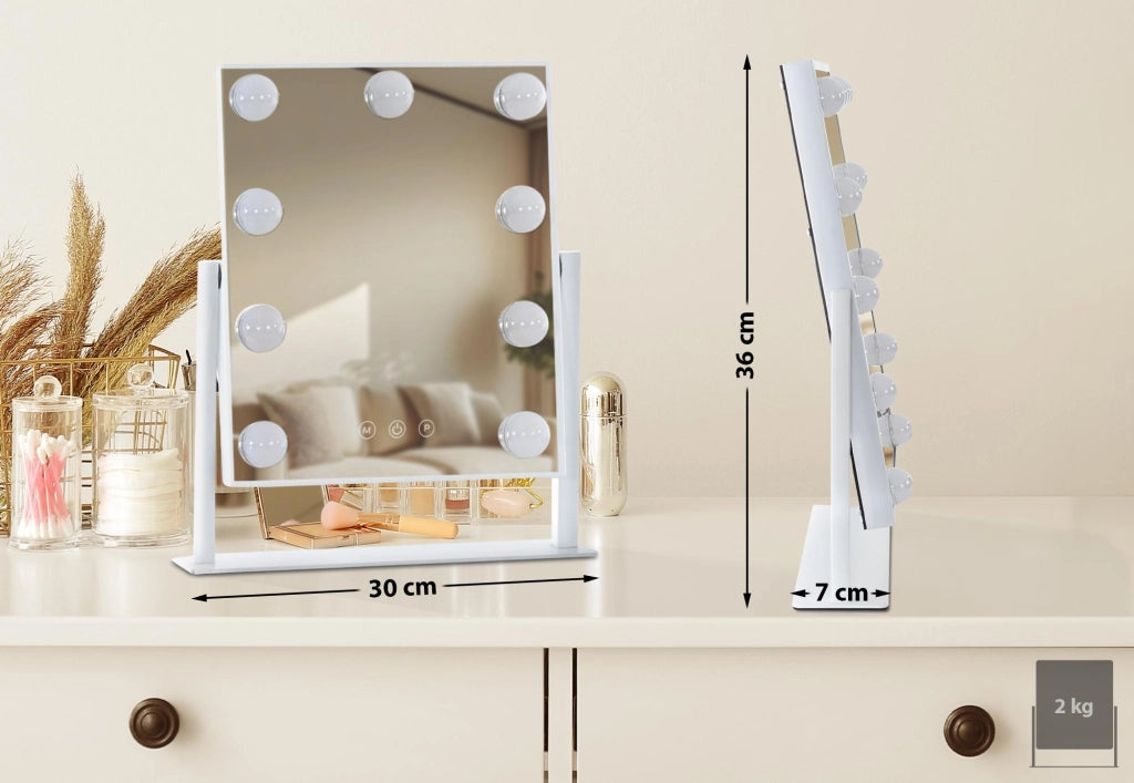 Specchio per trucco con luci Majuro bianco