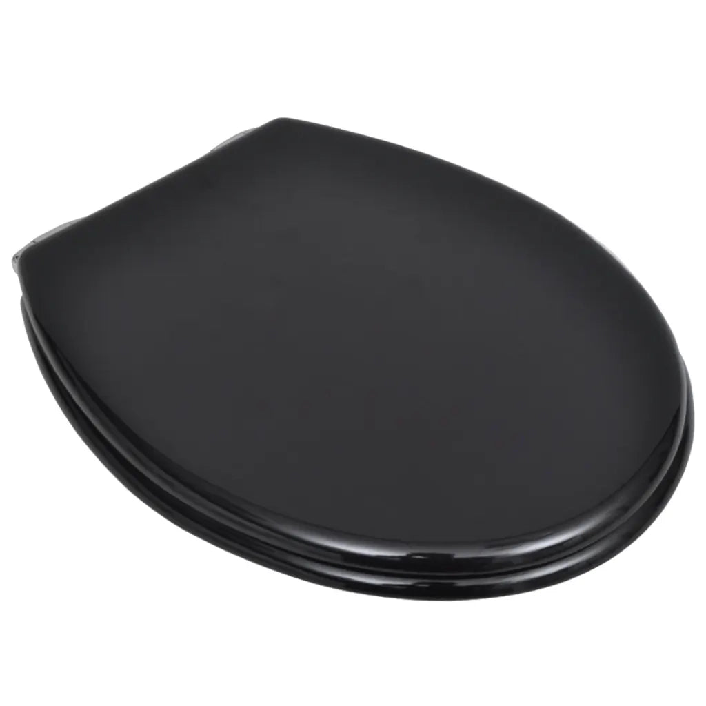 Sedile WC in MDF Coperchio Chiusura Ammortizzata Semplice Nero 140799