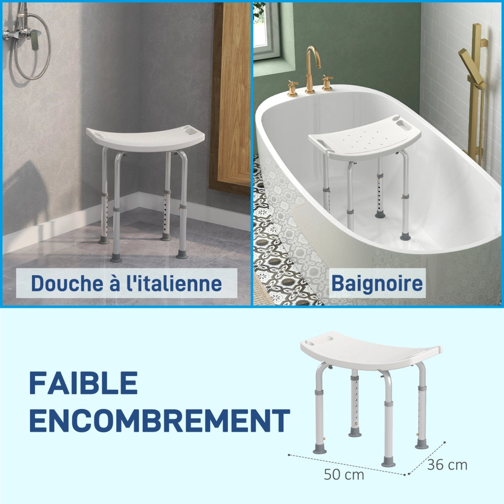 Sgabello da Doccia Regolabile in Altezza ¨C Zephmum ¨C Bianco Antiscivolo HDPE