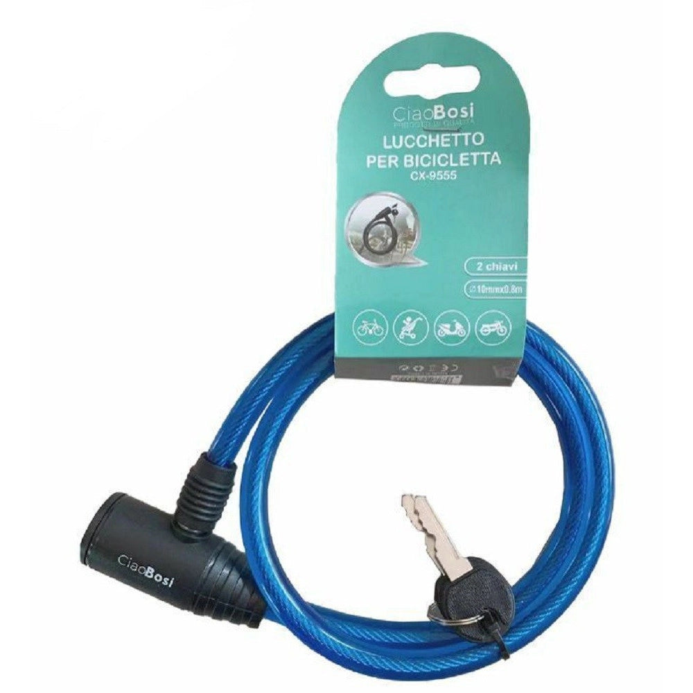 Trade Shop - Catena Antifurto Lucchetto Bici Bicicletta Scooter Moto 80cm 2 Chiavi Cx-9555 -