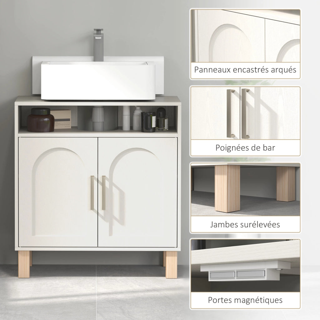 Mobile Sottolavabo Bagno ¨C zephmum ¨C Armadietto 2 Ante con Ripiano Regolabile 60x30x63 Bianco