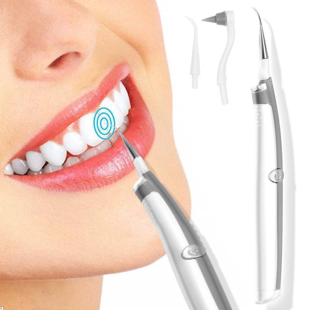 Trade Shop - Pulizia Denti Ad Ultrasuoni Con Led A Batterie Rimozione Tartaro Placca Macchie -