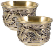 Tazza da Tè con Disegno Retro - Stile Cinese - Decorazione a Specchio - Riciclabile - Decorativa - Motivo Artigianale Drago/Fenice