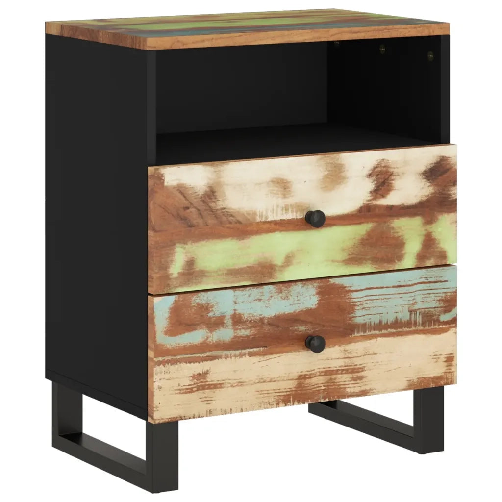Comodino 50x33x62cm Legno Massello Recupero e Legno Multistrato cod mxl 30288