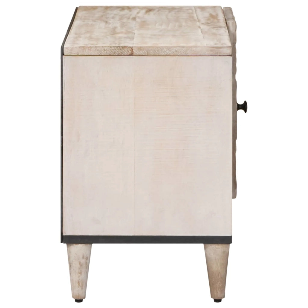 Mobile TV-Credenza per TV Bianco 80 x 31,5 x 46 cm Legno di mango massello