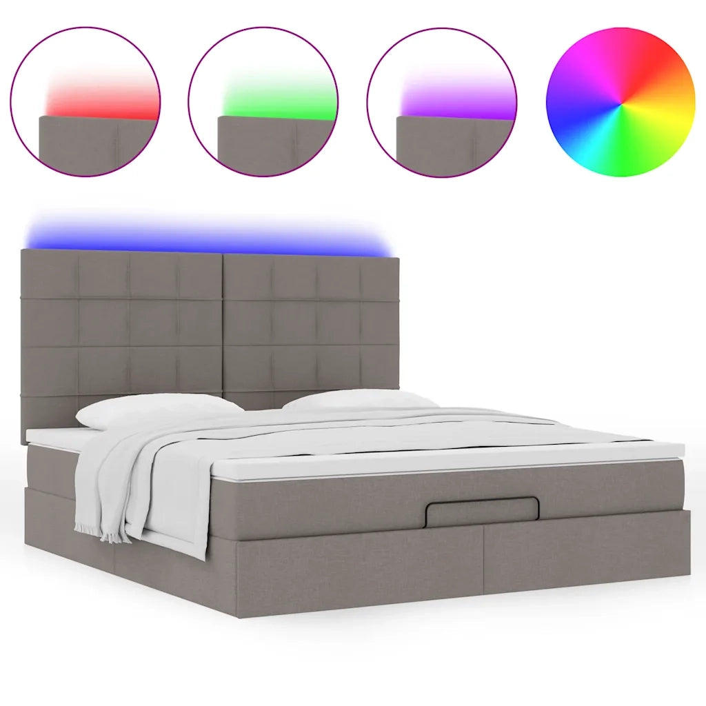 Struttura Letto Pouf con Materasso Tortora 180x200cm in Tessuto 3314028