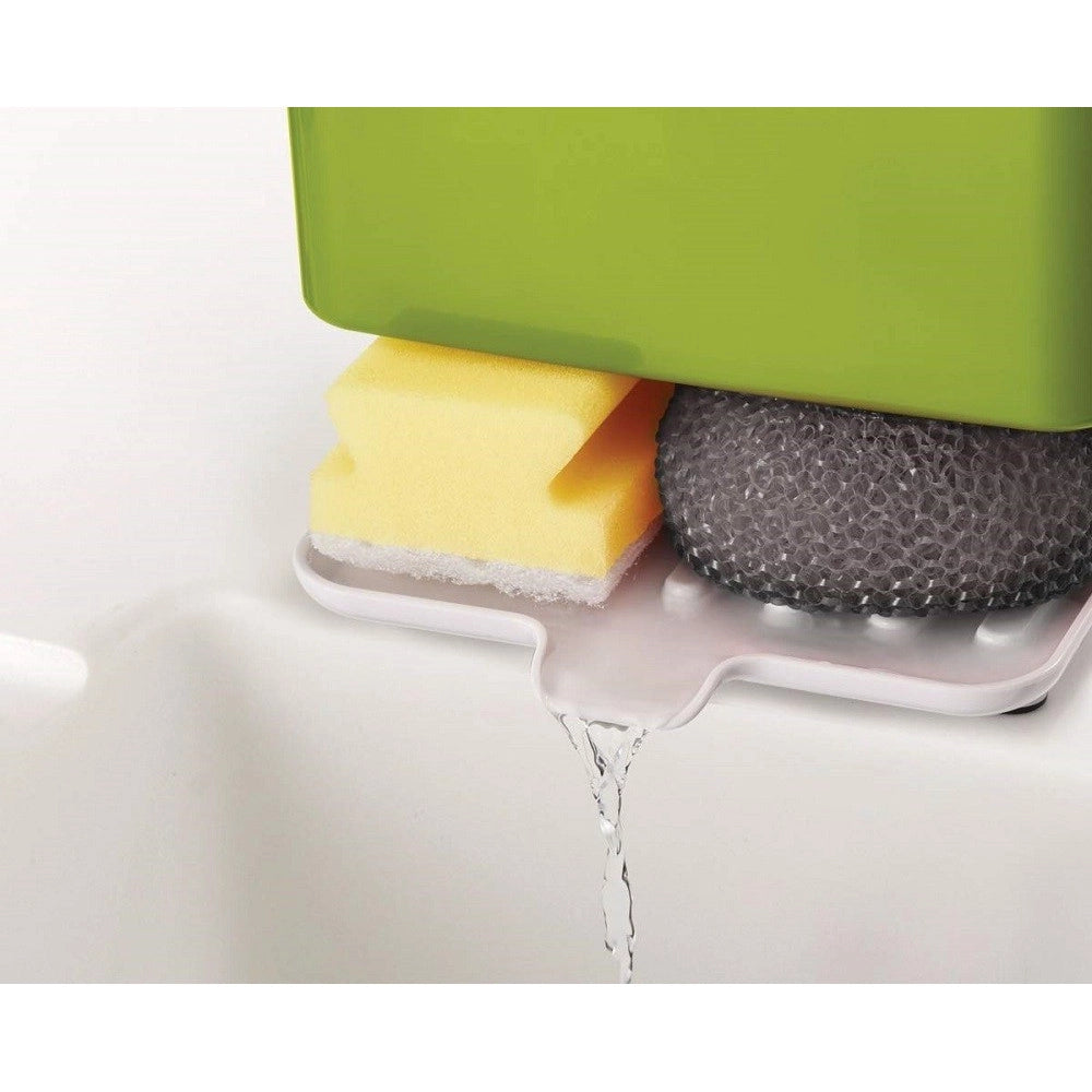 Trade Shop - Porta Oggetti Spugna Detersivo 2 Scomparti Plastica Scola Acqua Lavandino Cucina -
