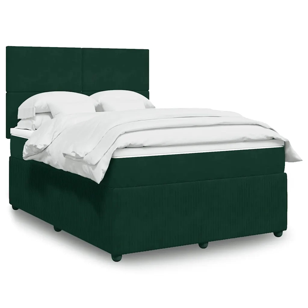 Giroletto a Molle con Materasso Verde Scuro 140x200 cm Velluto