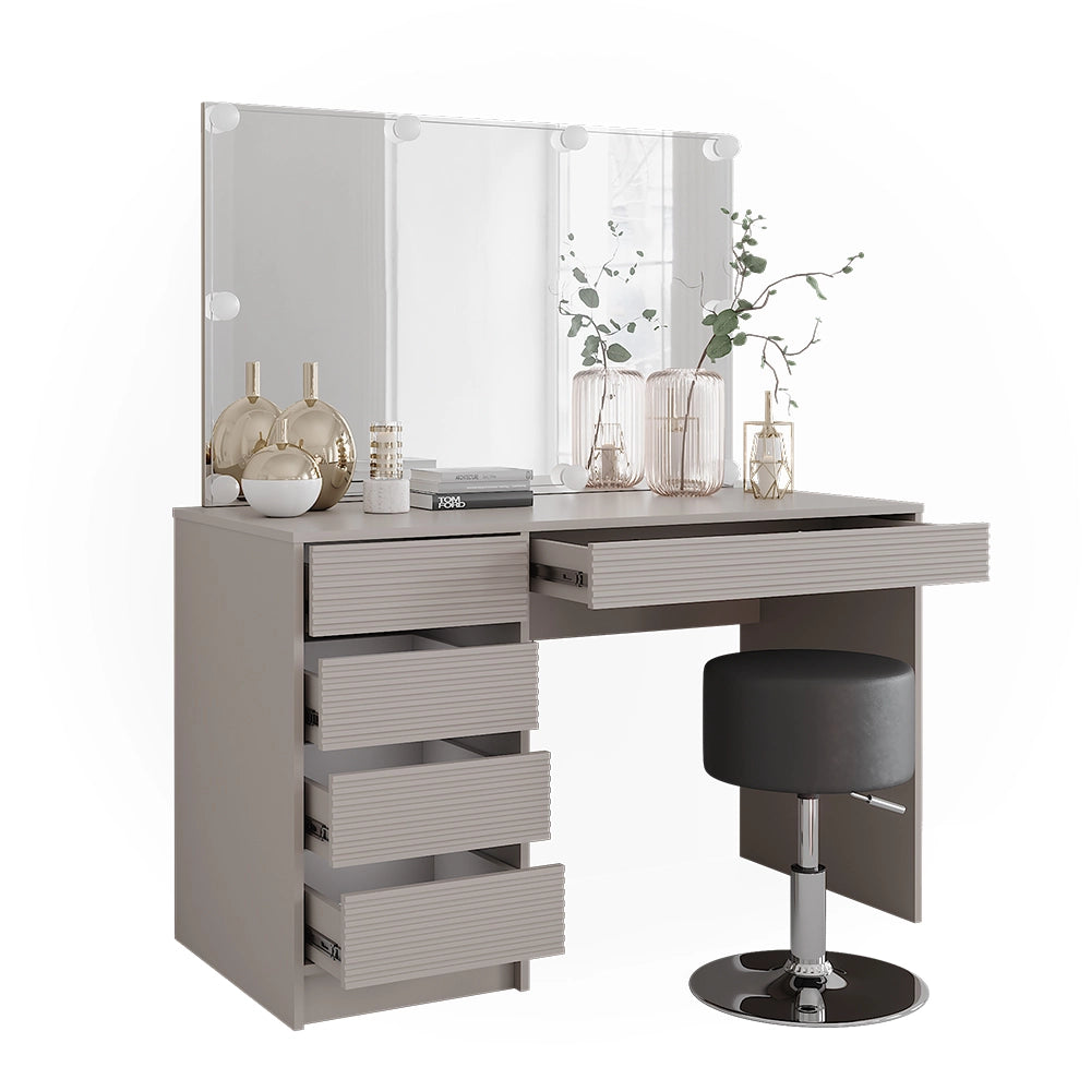 Vicco Tavolo da toilette Cachemire 120 cm con specchio, sgabello e illuminazione a LED