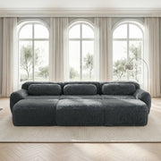 Divano Modulare con Configurazione Flessibile a U o a L, Base Antiscivolo, in Peluche Grigio