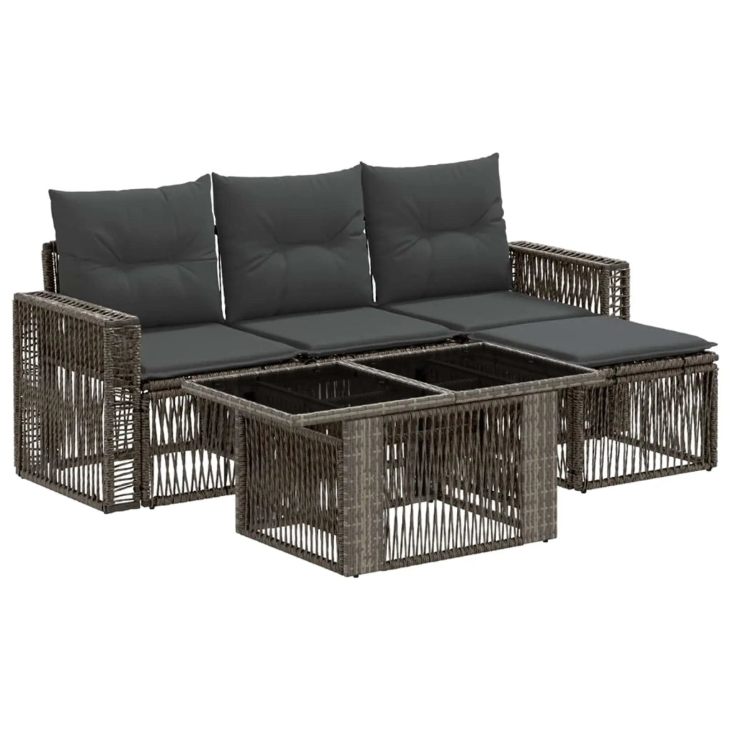 Set Divano da Giardino 5 pz Grigio e Grigio Scuro polyrattan 3436781